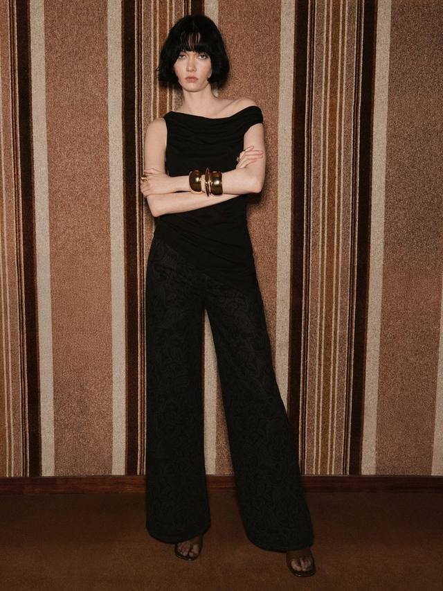 

Джинсы Carmen Wide-Leg Mid Rise с принтом пейсли Mango