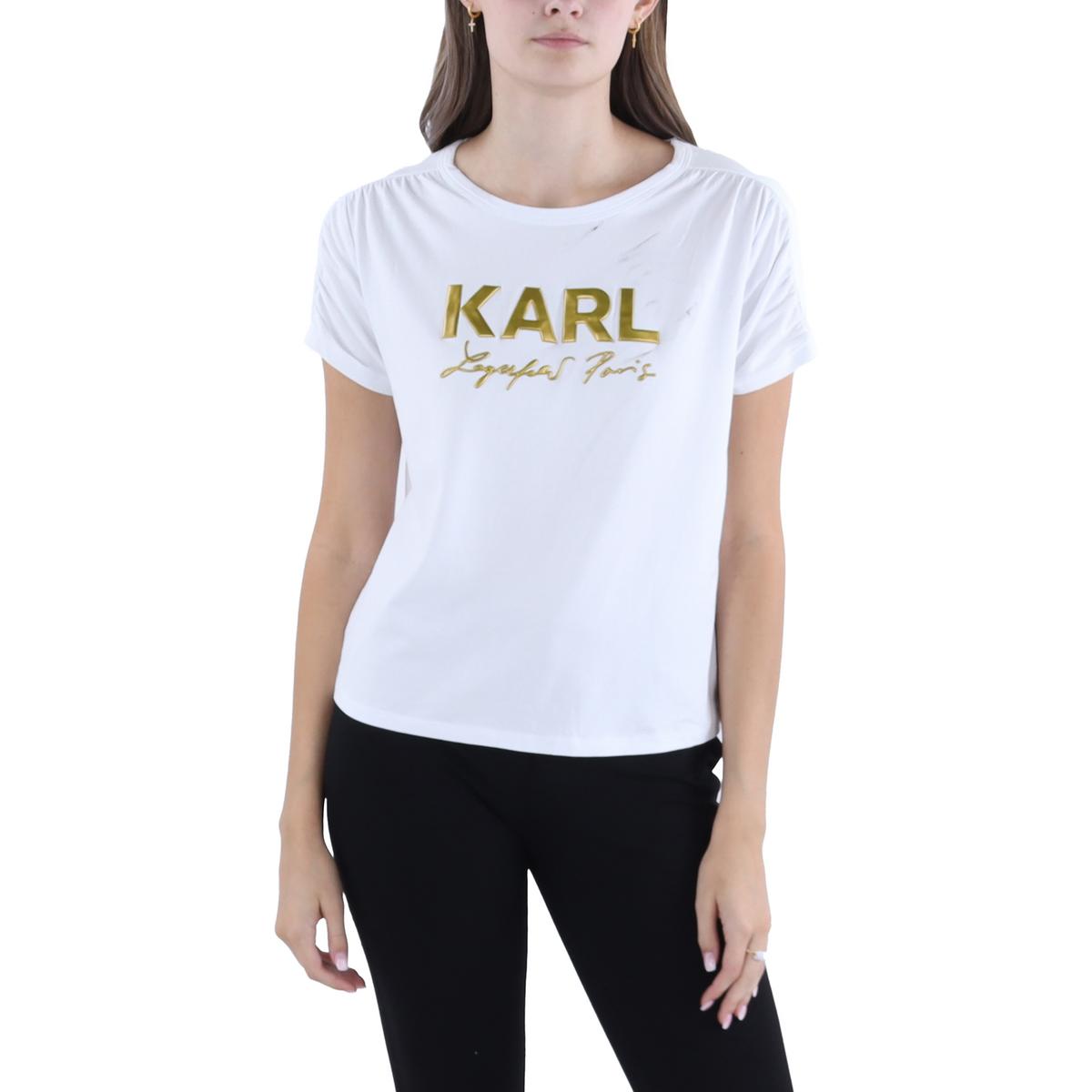 

Женская футболка с металлическим логотипом Karl Lagerfeld Paris, белый