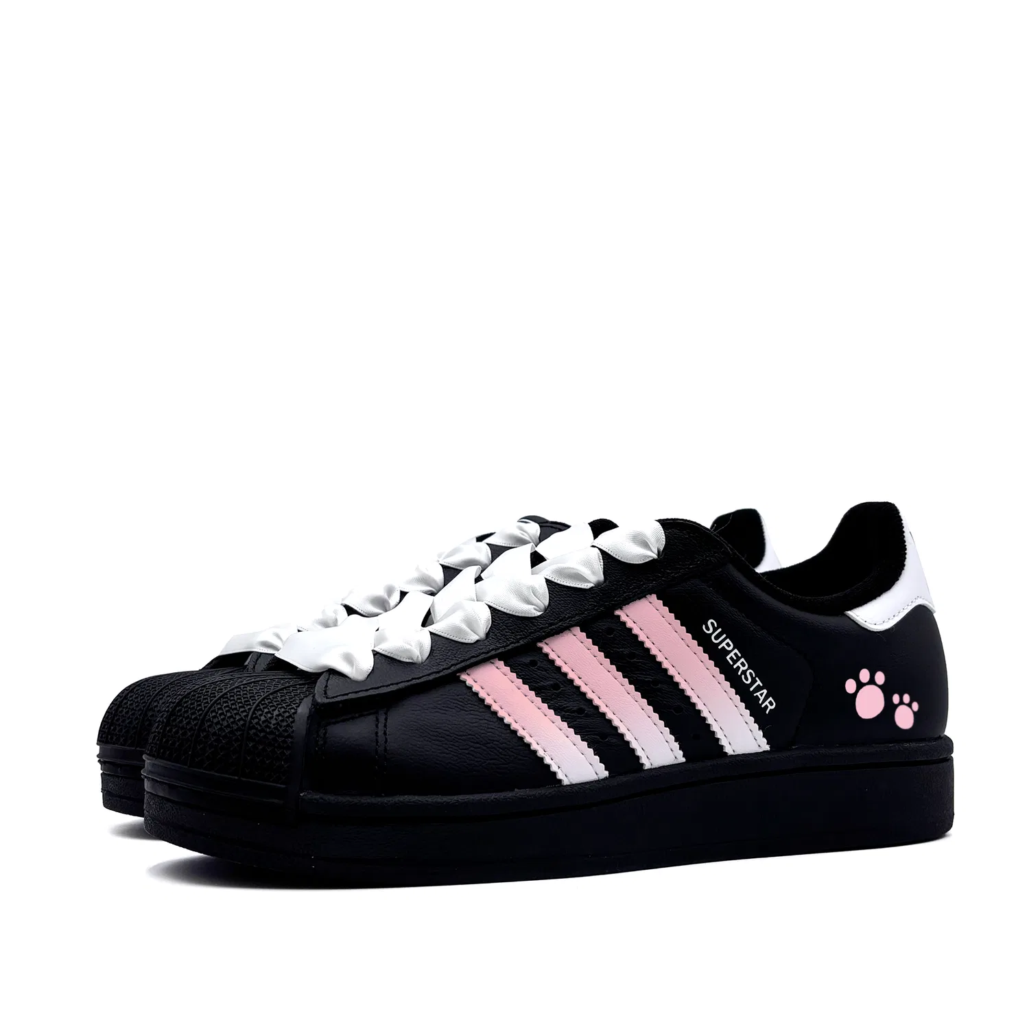 Кроссовки для скейтбординга Superstar 2 Light Pink Claw Leather Low top Kids' Skateboarding Shoes Black Pink Teenagers Adidas Originals — фото 4