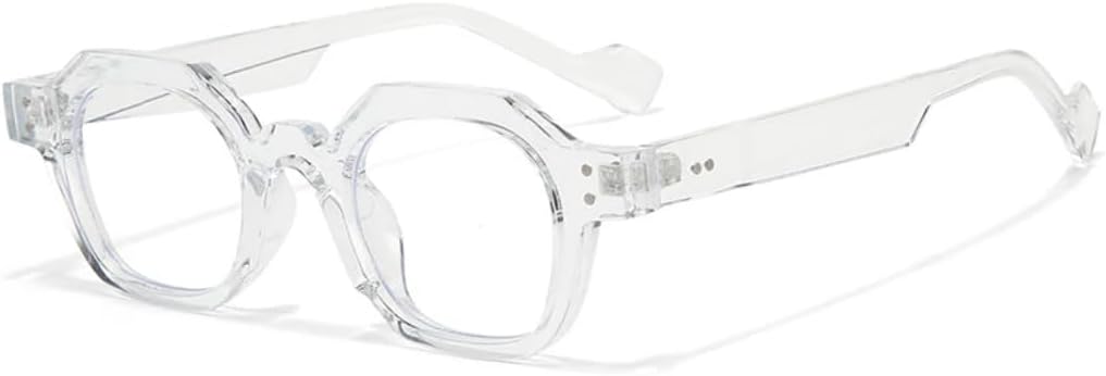 

Ретро-солнцезащитные очки в форме многоугольника, маленькие квадратные, женские, с защитой от УФ-излучения UV400, в стиле панк, с декоративными заклепками, мужские, с прозрачными линзами UATXTAU, Transparent Clear