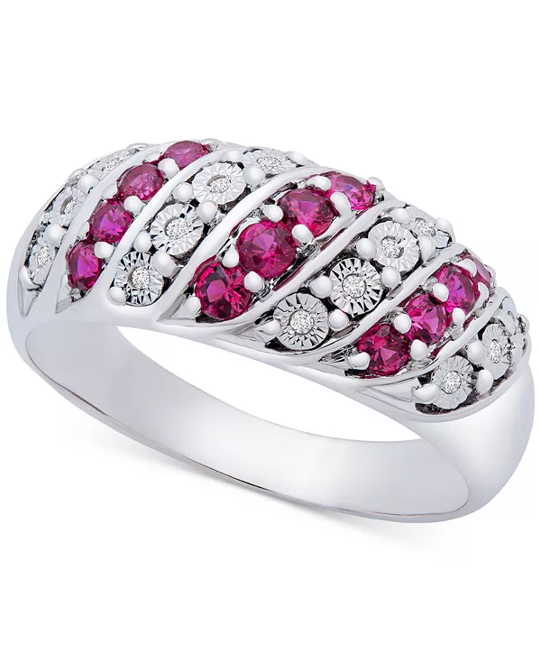 

Эффектное кольцо с сапфиром (3/8 карата) и бриллиантом (1/20 карата) из стерлингового серебра (также с рубином и изумрудом) Macy'S, ruby