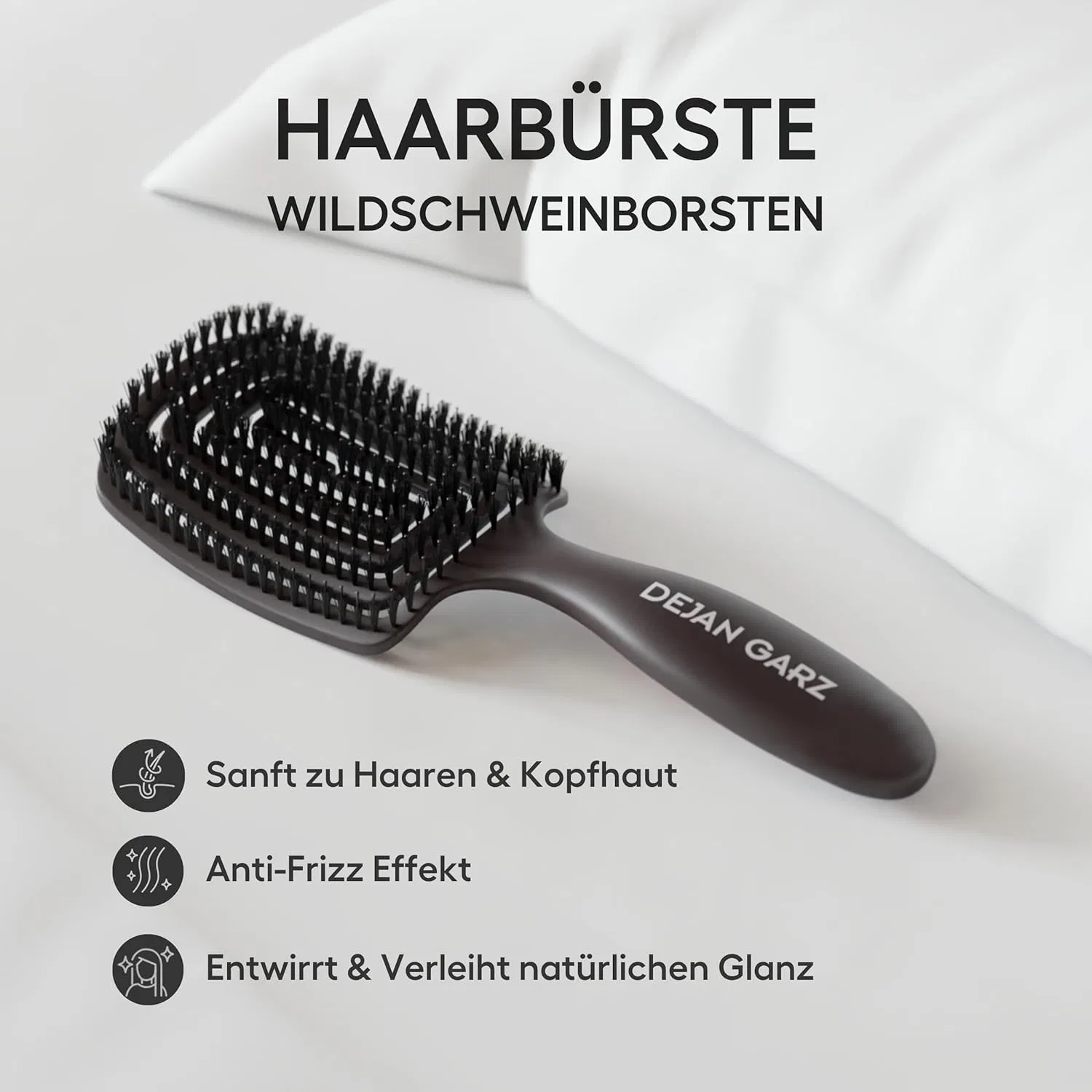 Щетка для волос Dejan Garz с щетиной кабана, черная Dejan Garz, Black (Wild Bristles) — фото 3