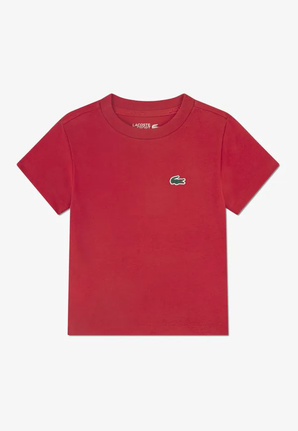 Классическая спортивная футболка с логотипом, унисекс, базовая футболка Lacoste, Red