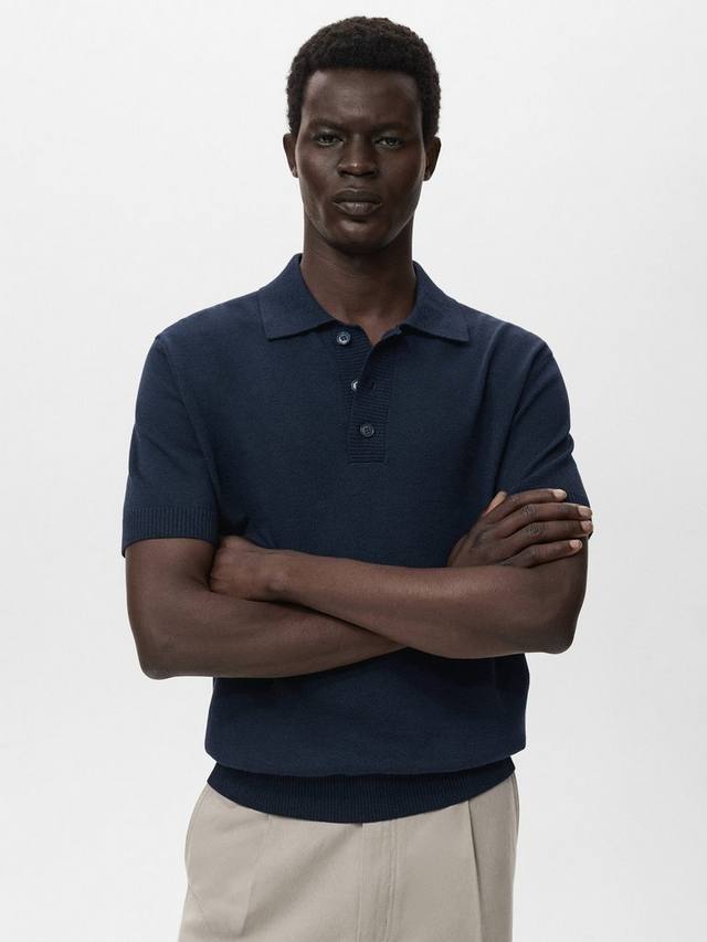 

Футболка-поло Tio из хлопковой смески обычного кроя с короткими рукавами Mango, Navy