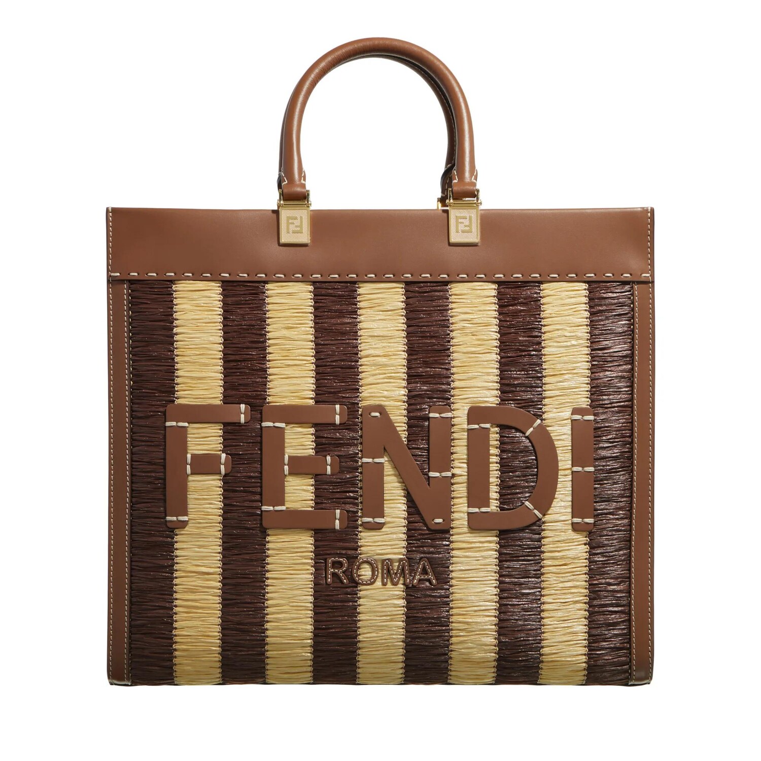 

Сумка шоппер из рафии среднего размера натуральный джандуйя Fendi, коричневый