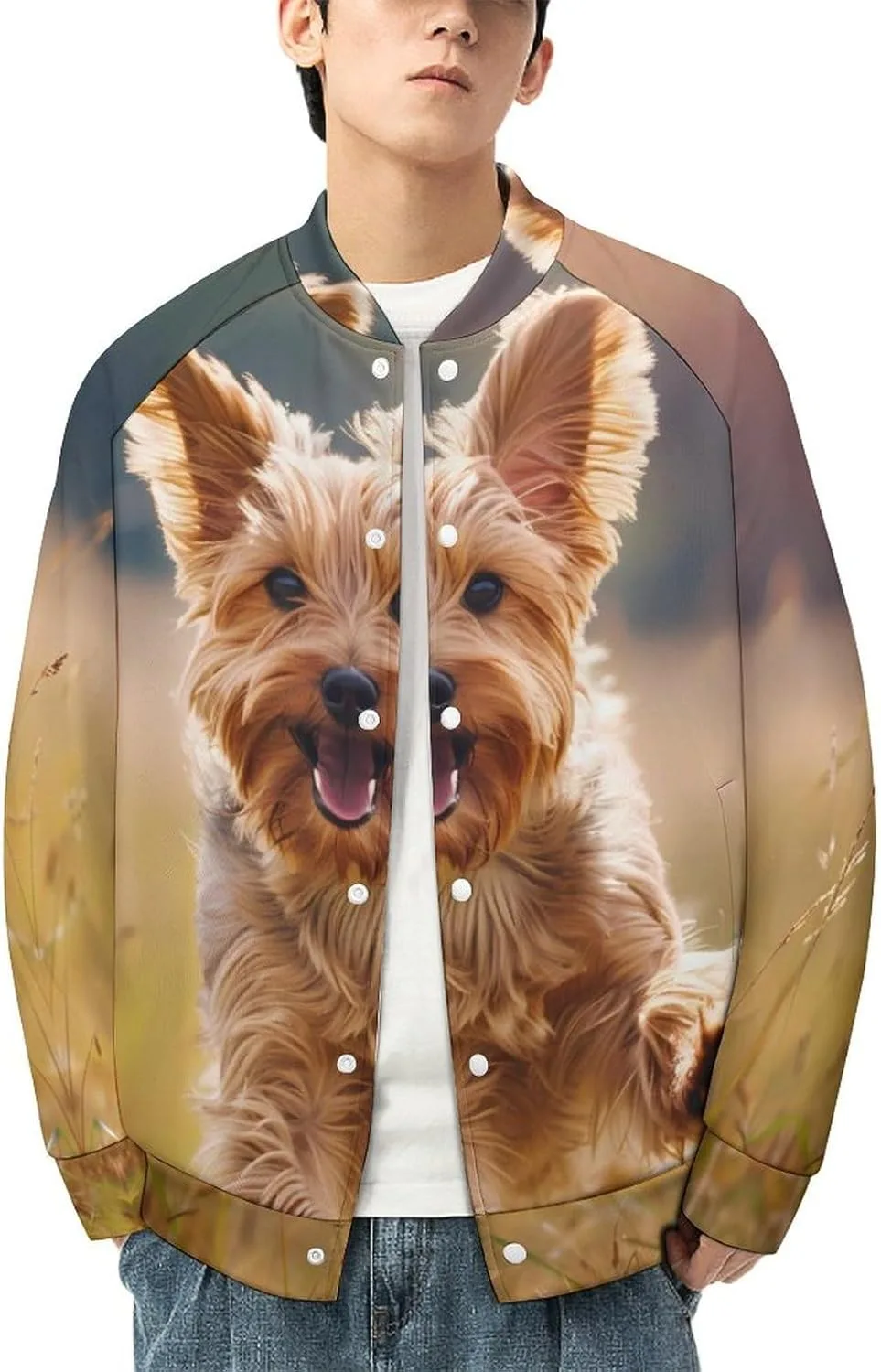 Куртка-бомбер Yorkshire Terrier Dog для мужчин, легкая бейсбольная куртка в стиле Letterman Generic, Style — фото 3