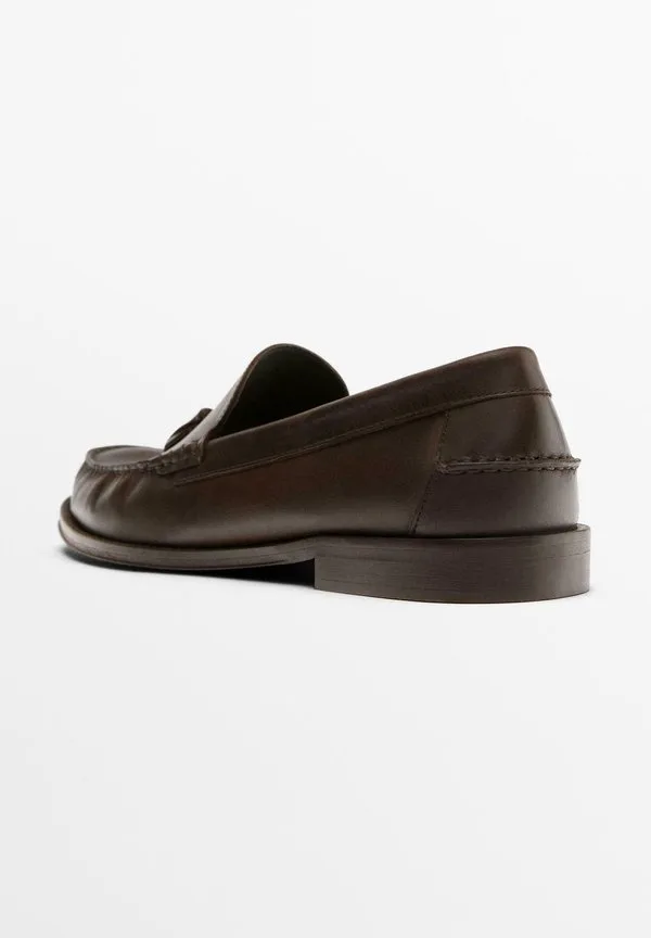 Промасленные лоферы с кисточками, элегантные мокасины Massimo Dutti, Brown — фото 4