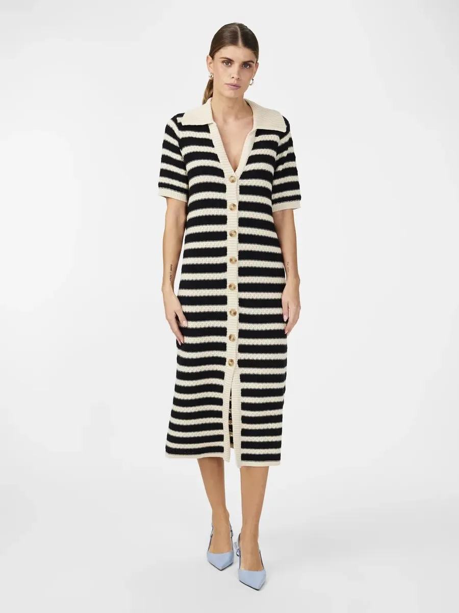 

Трикотажное платье Y.A.S "YASCROC SS MIDI KNIT DRESS NOOS", в полоску, черный