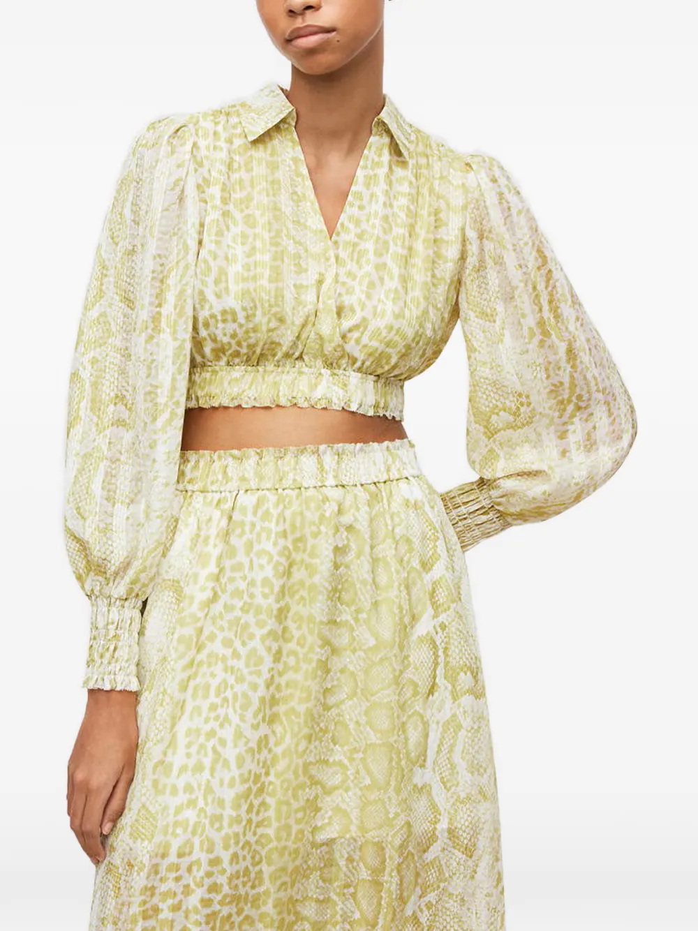 

Топ Clara Noche с сборкой и принтом под змеиную кожу Allsaints, желтый