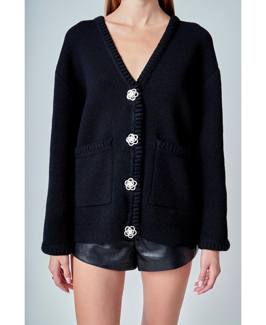 

Женский кардиган с цветочным принтом и пуговицами endless rose, Black