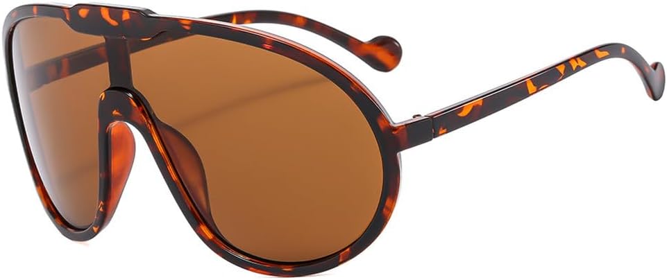 

Винтажные цельные солнцезащитные очки для женщин и мужчин, желтые, увеличенного размера, женские солнцезащитные очки с защитой от УФ-излучения UV400 VFDHN, Leopard Tea