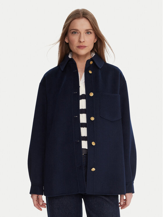 

Шерстяное пальто relaxed fit WW0WW46558 Tommy Hilfiger, синий