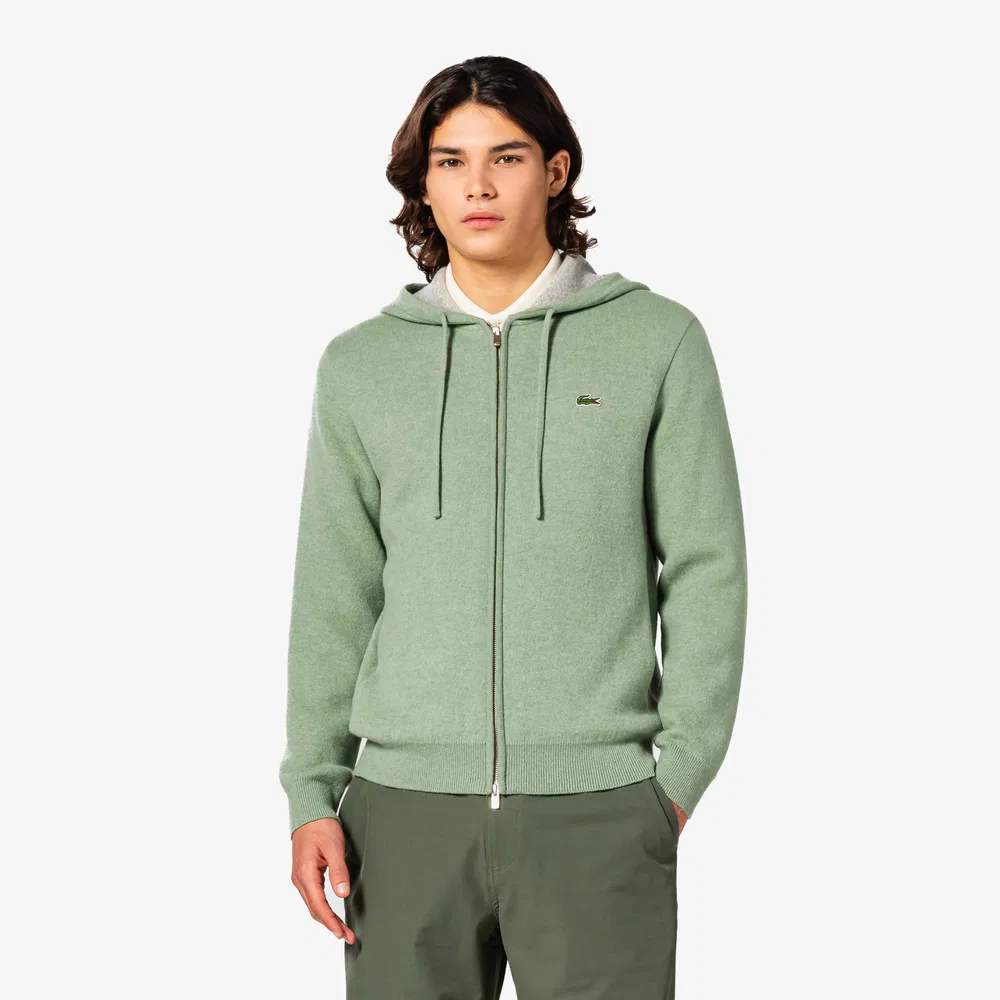 Мужская худи на молнии двойного плетения, зелёная, от Lacoste