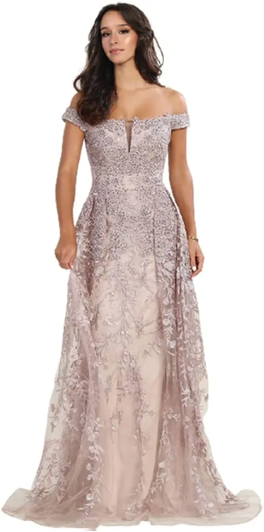 FORMALDRESSSHOPS - Гламурное: потрясающее вышитое платье-футляр для конкурсов красоты с открытыми плечами и длинным вырезом для выпускного бала Generic, сиреневый