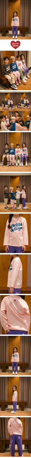 Детская футболка с длинным рукавом и логотипом Belita розовая от Belita&Boys — фото 2
