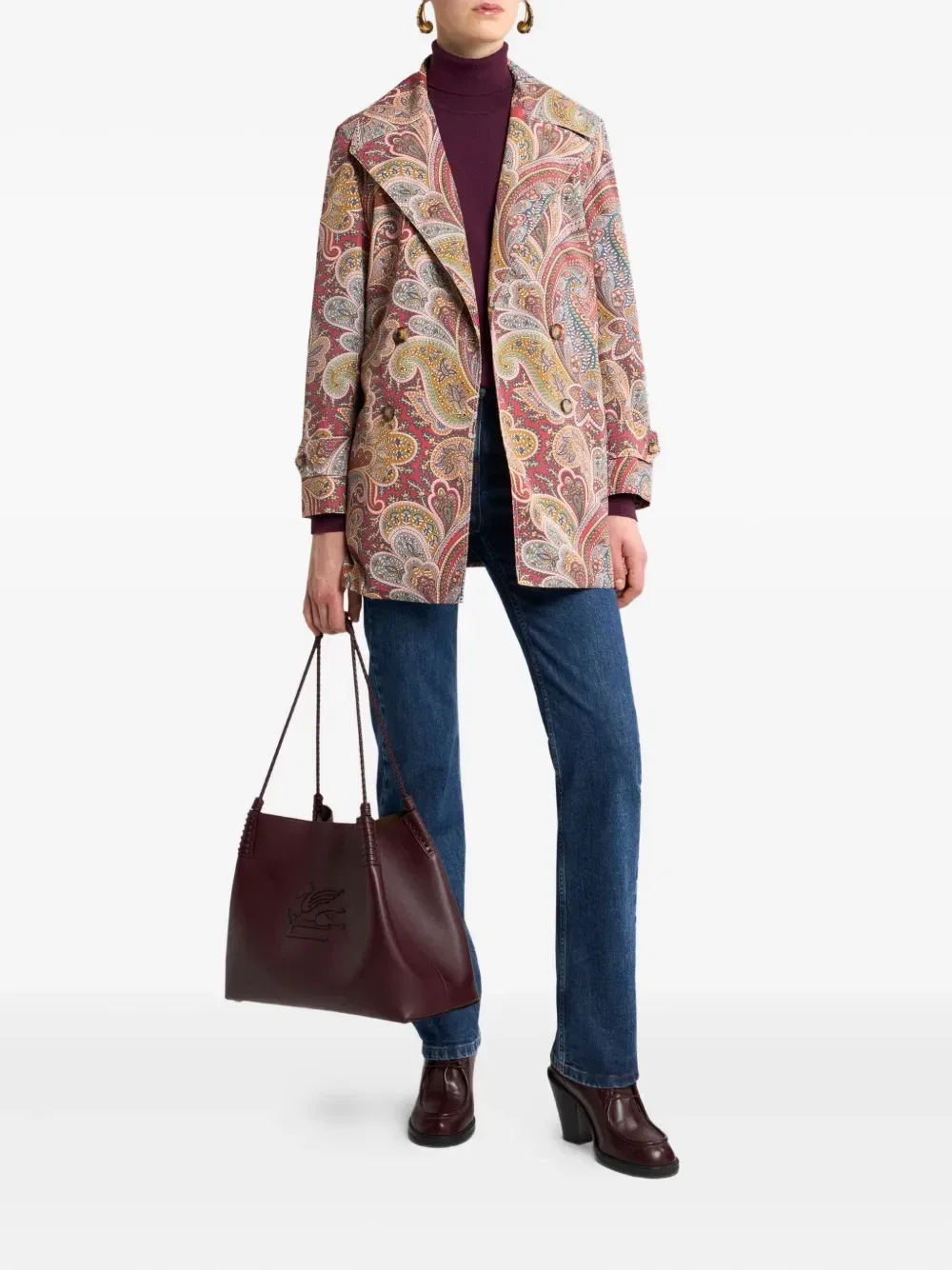 Двубортный тренч с узором пейсли ETRO, красный — фото 2