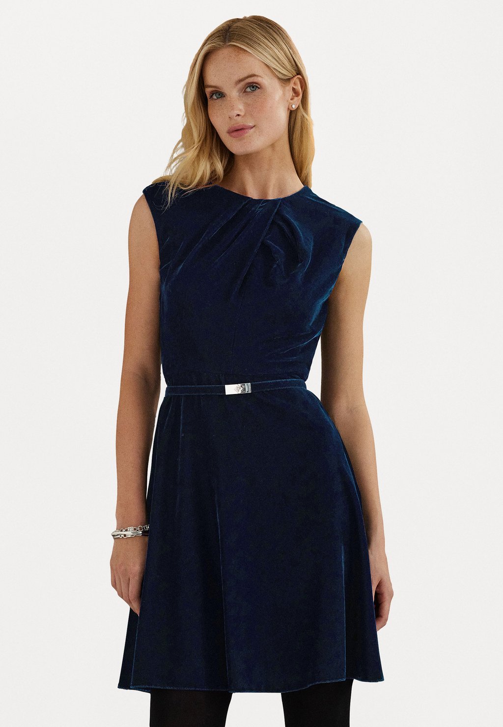 

Коктейльное платье / Вечернее платье BELTED VELVET CAP SLEEVE DRESS Lauren Ralph Lauren, темно-синий