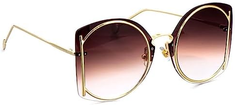 

Роскошные солнцезащитные очки для женщин 2027 года, без оправы, с градиентными линзами, защитой от УФ-излучения UV400, цветными зеркальными линзами, модные очки MTZJH, Brown