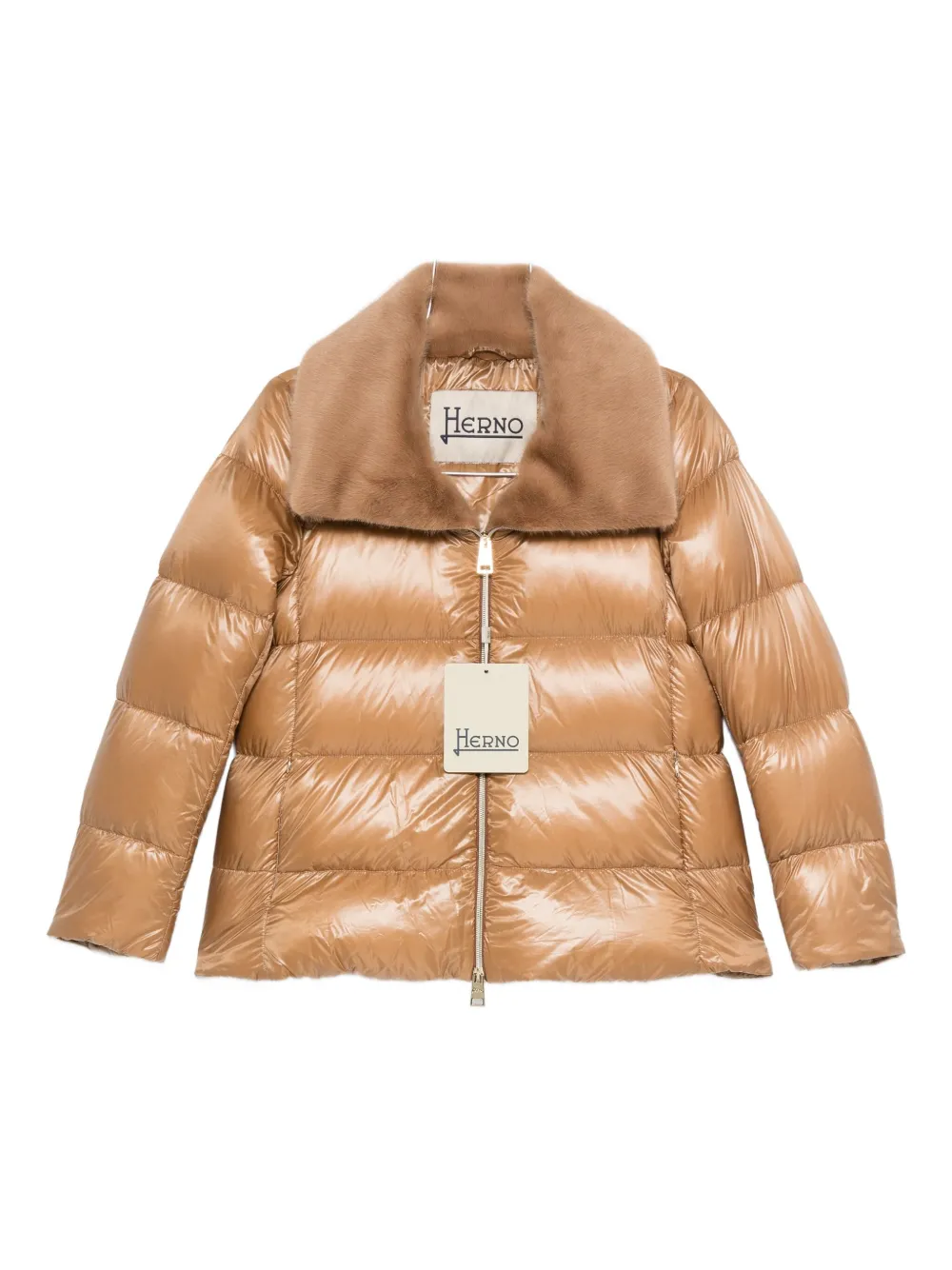 

Пуховик с меховой оторочкой Herno, коричневый