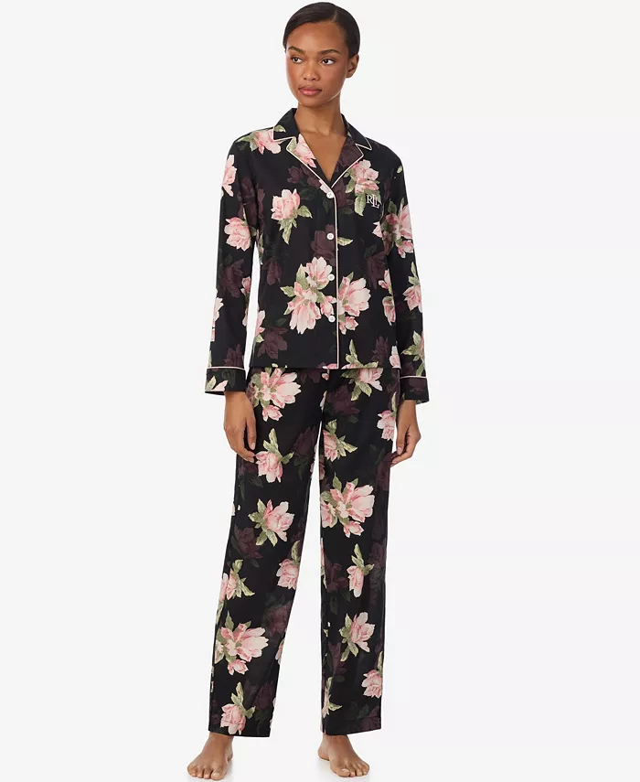 

Женский пижамный комплект с длинным рукавом Lauren Ralph Lauren, розовый