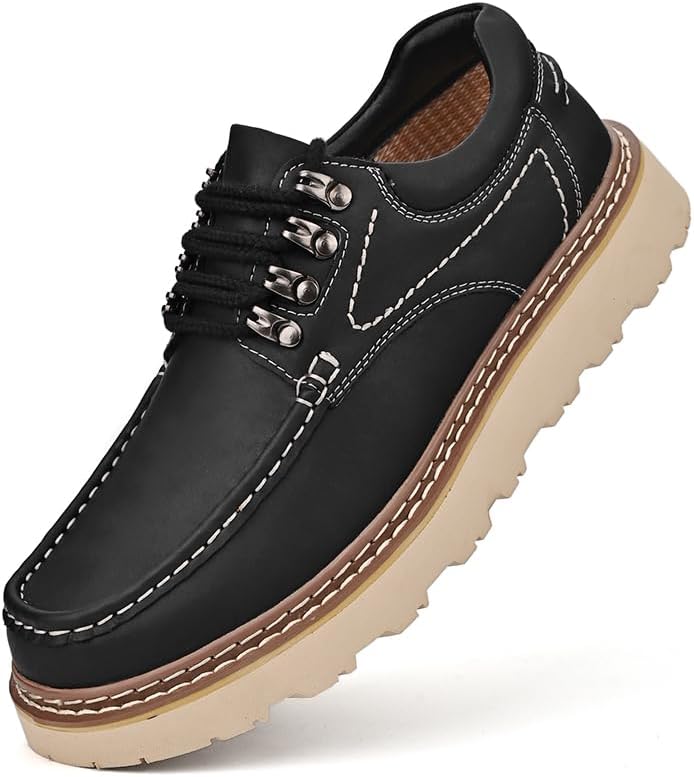 

Мужские премиальные прогулочные туфли из коровьей кожи, оксфорды, деловые повседневные туфли, повседневные кроссовки, модный рабочий стиль, ручная прошивка, дышащая подкладка из хлопковой марли Generic, черный