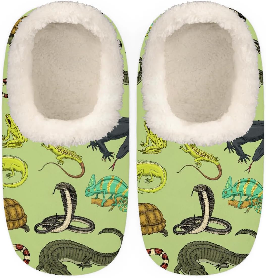 

Женские тапочки, удобные теплые домашние тапочки для женщин и мужчин, пушистые тапочки-носочки для спальни и улицы, для зимы Llcxcsi, Snake Lizard Turtle