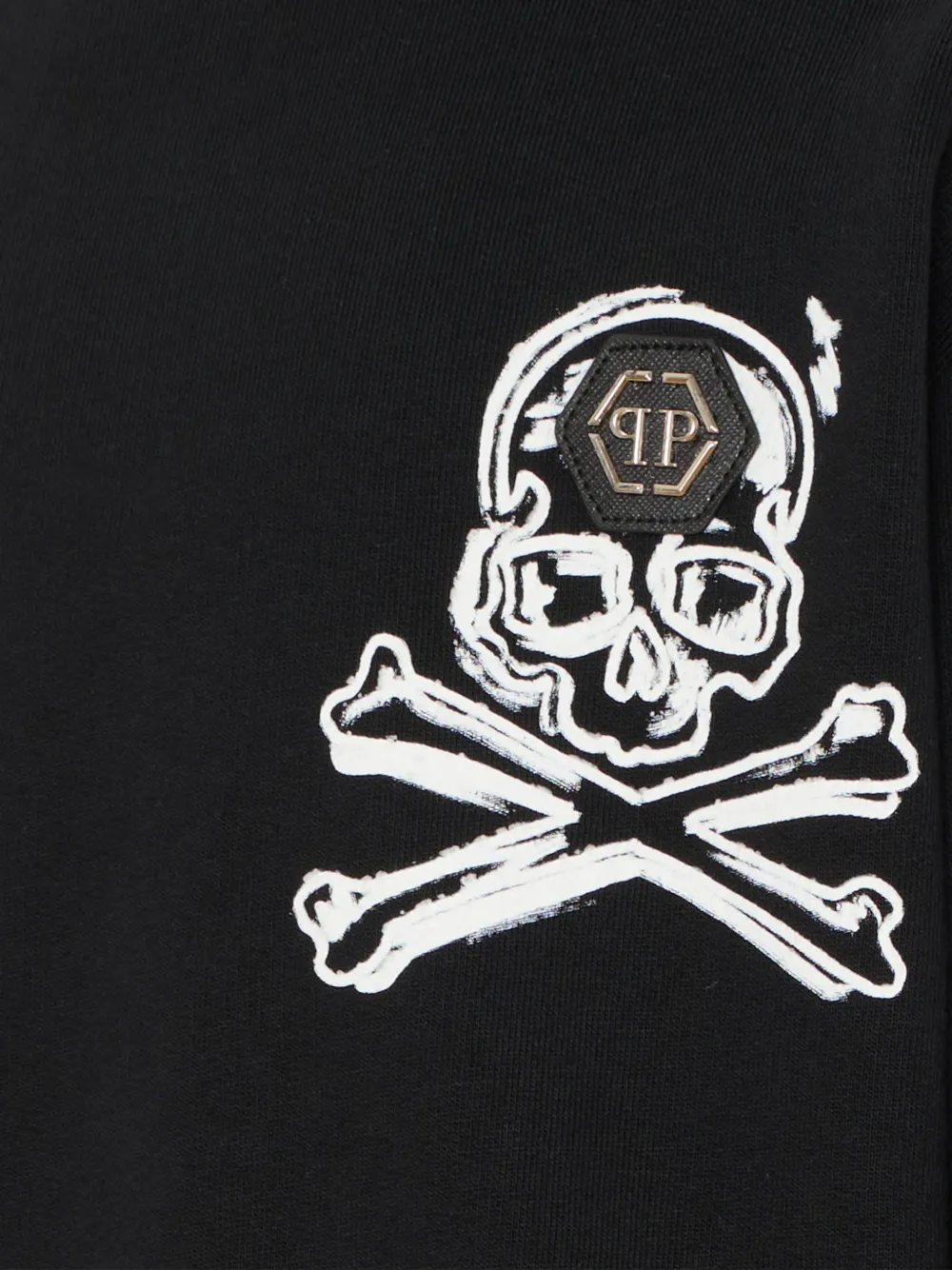 Свитшот с аппликацией в виде черепа и круглым вырезом Philipp Plein Junior, черный — фото 3