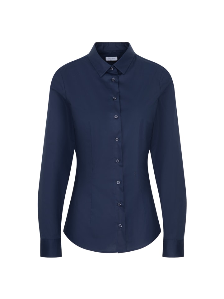 

Приталенная блузка-рубашка темно-синего цвета Seidensticker