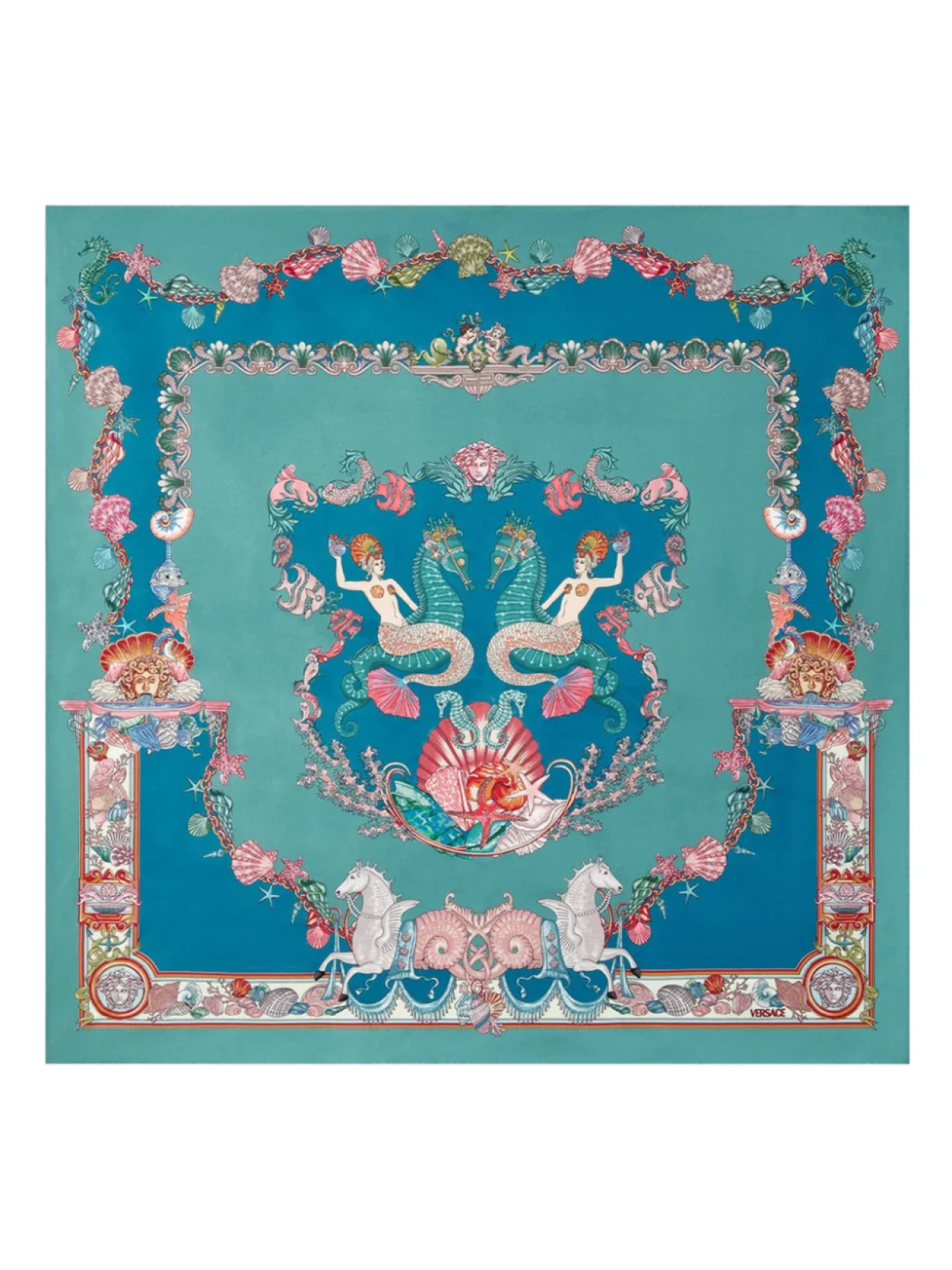 

Шелковый шарф Versace Coral Theatre, зеленый