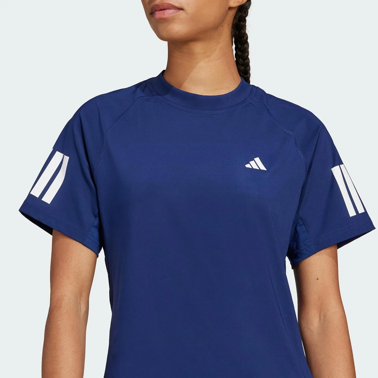 Футболка теннисная adidas Club 3 Stripe Climacool, темно-синяя — фото 2