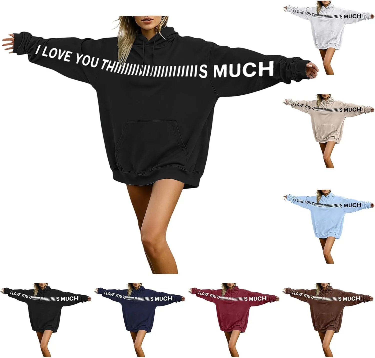 

Толстовка I Love You This Much с надписью, оверсайз XDFVC