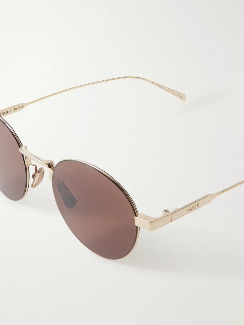 Солнцезащитные очки Oro в круглой оправе золотистого цвета CELINE EYEWEAR, золотой — фото 4