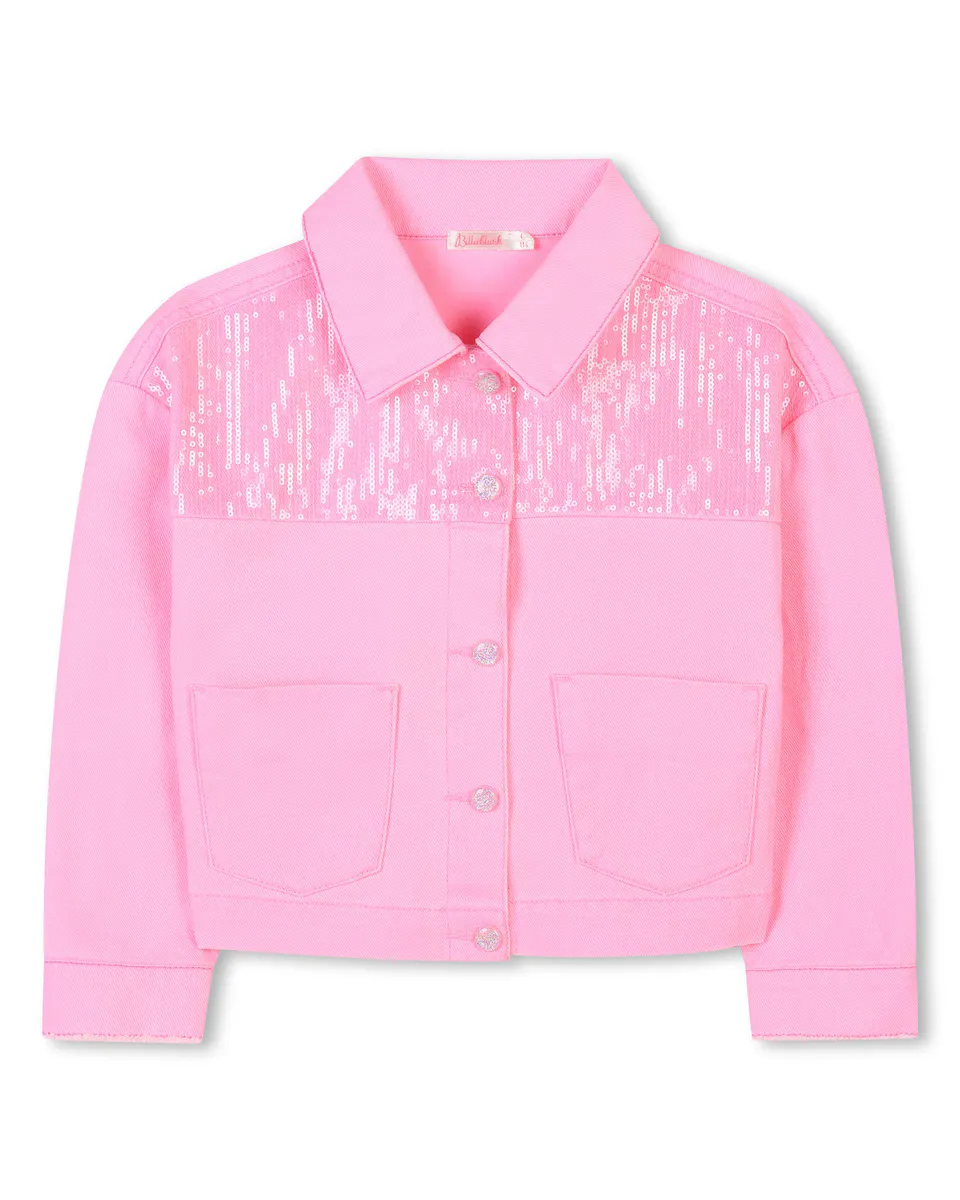 

Жакет для девочки с пайетками и накладными карманами Billieblush, цвет Rosa