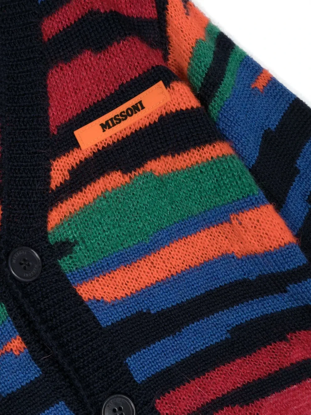 Кардиган вязки интарсия с узором Missoni Kids, синий — фото 3