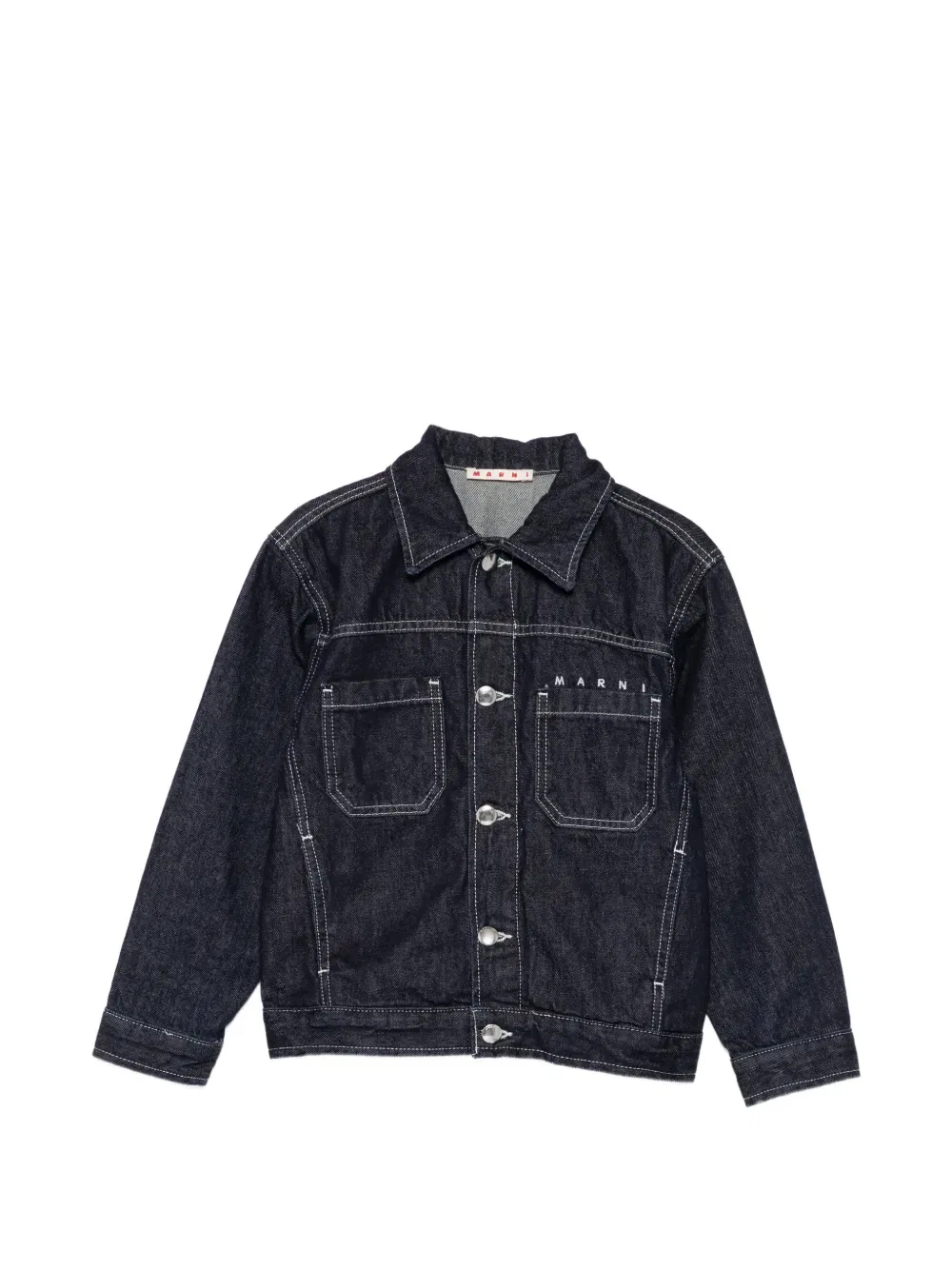Джинсовая куртка с вышитым логотипом Marni Kids, синий