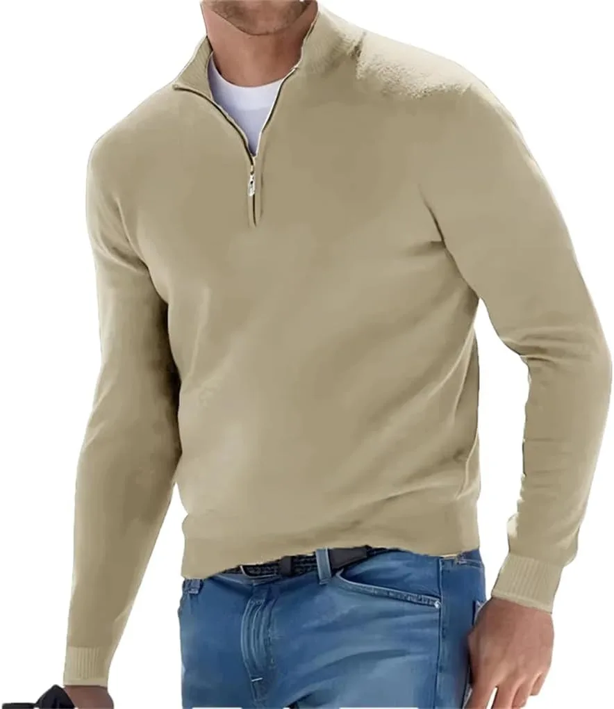 

Мужской полувысокий воротник на молнии вязаный свитер