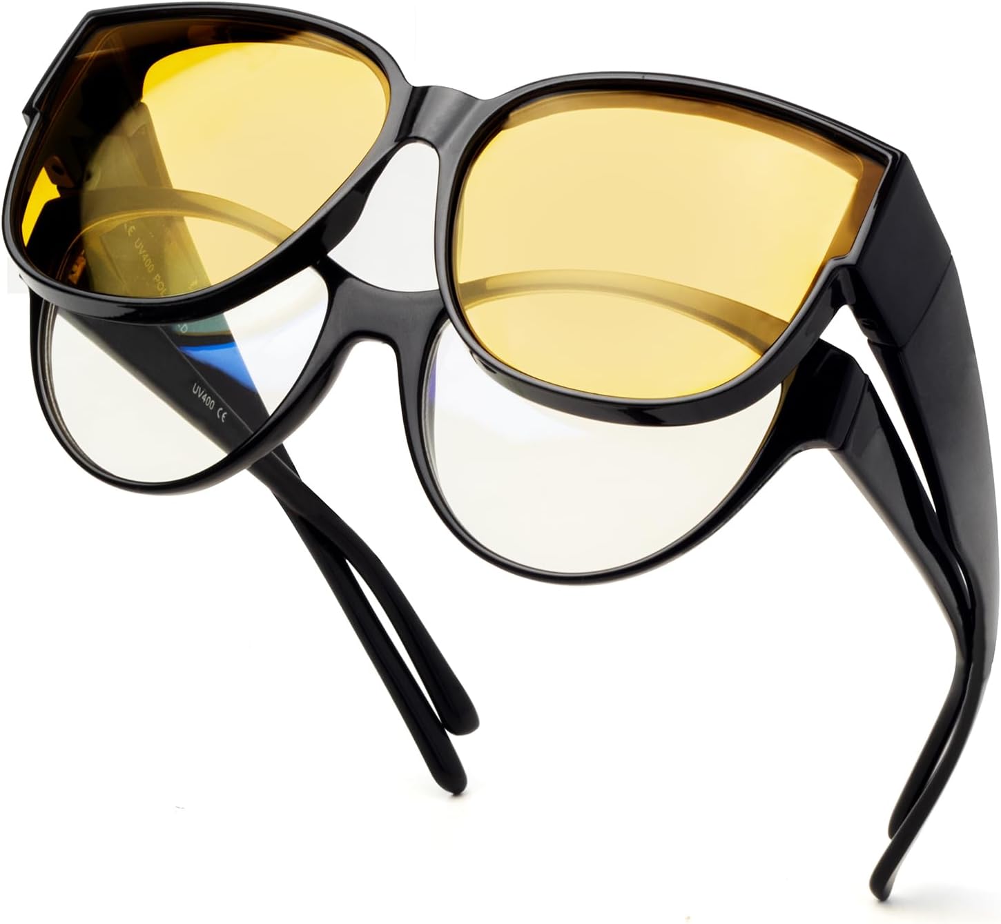 

Солнцезащитные очки с поляризованным покрытием, надеваемые поверх обычных очков, женские солнцезащитные очки с защитой от УФ-излучения, легкие Face Shadow, XL Black Frame / Night Vision Lens