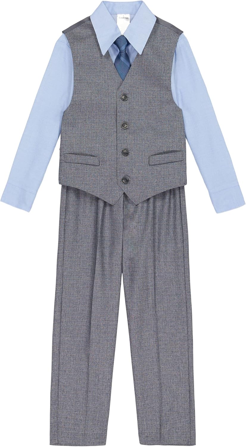 

Костюм для мальчиков Calvin Klein из 4 предметов: жилет, брюки, рубашка с воротником и галстук, Medium Grey/Blue