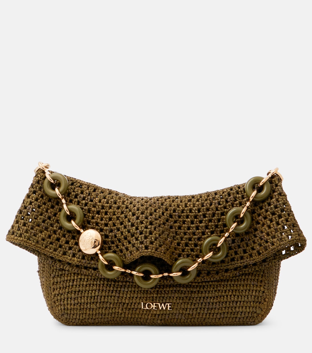 

Средняя плетёная сумка через плечо Paula's Ibiza Ola Loewe, Dark Khaki Green