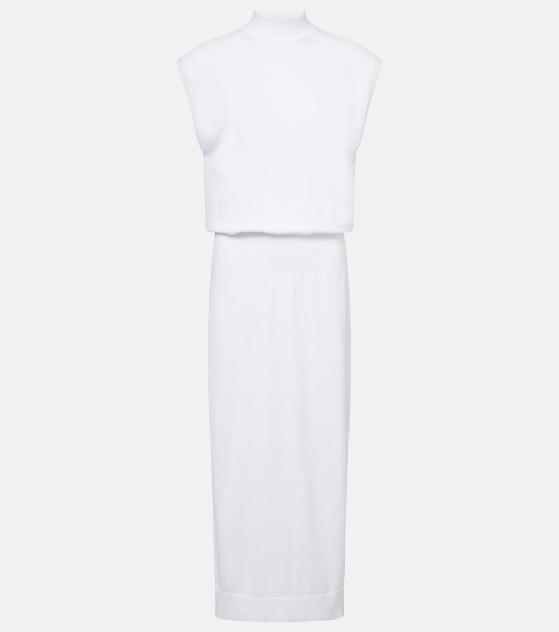 

Платье миди из хлопка в стиле колонна Alaïa, Blanc