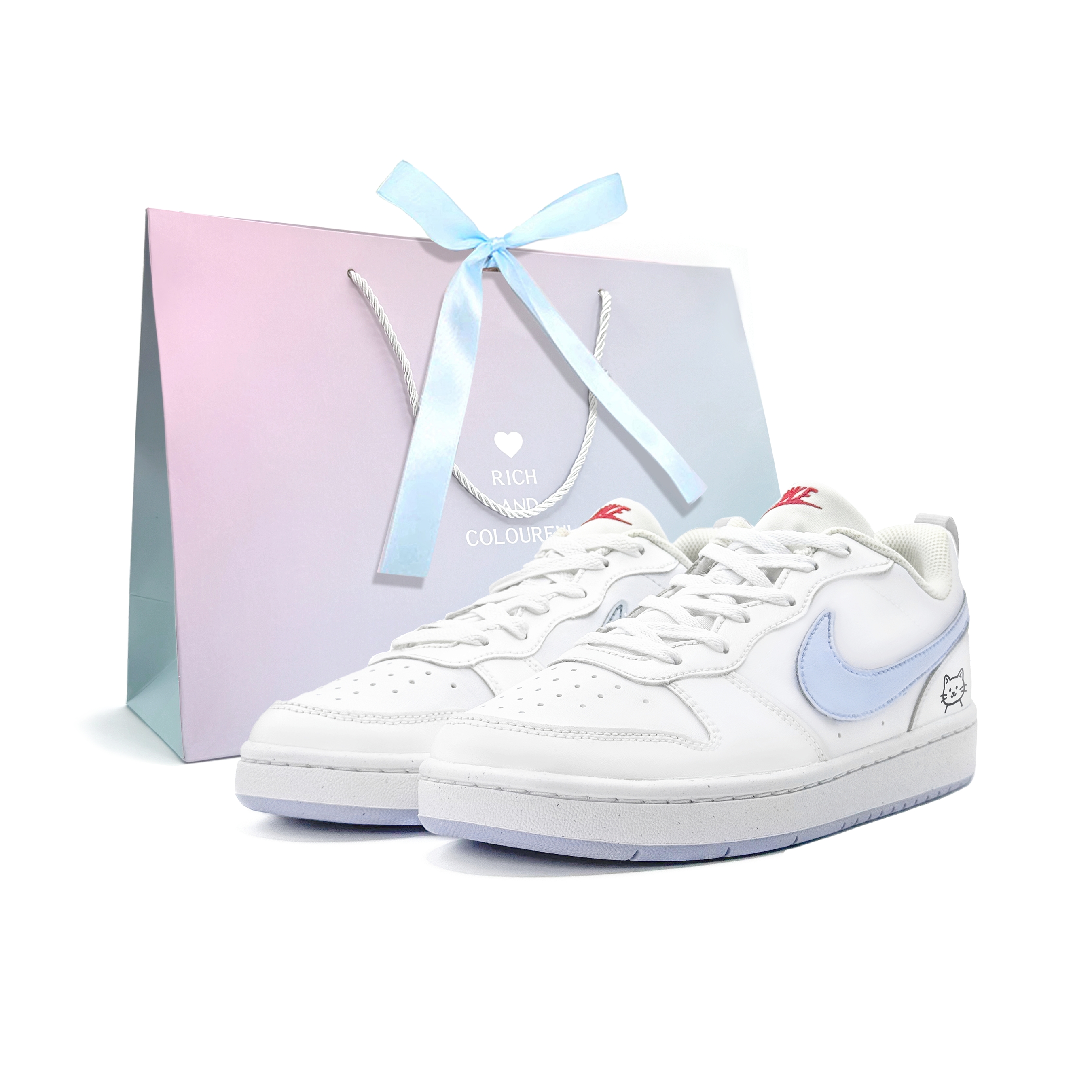 

Низкие детские кроссовки для скейтбординга Court Borough для подростков Nike, белый/синий