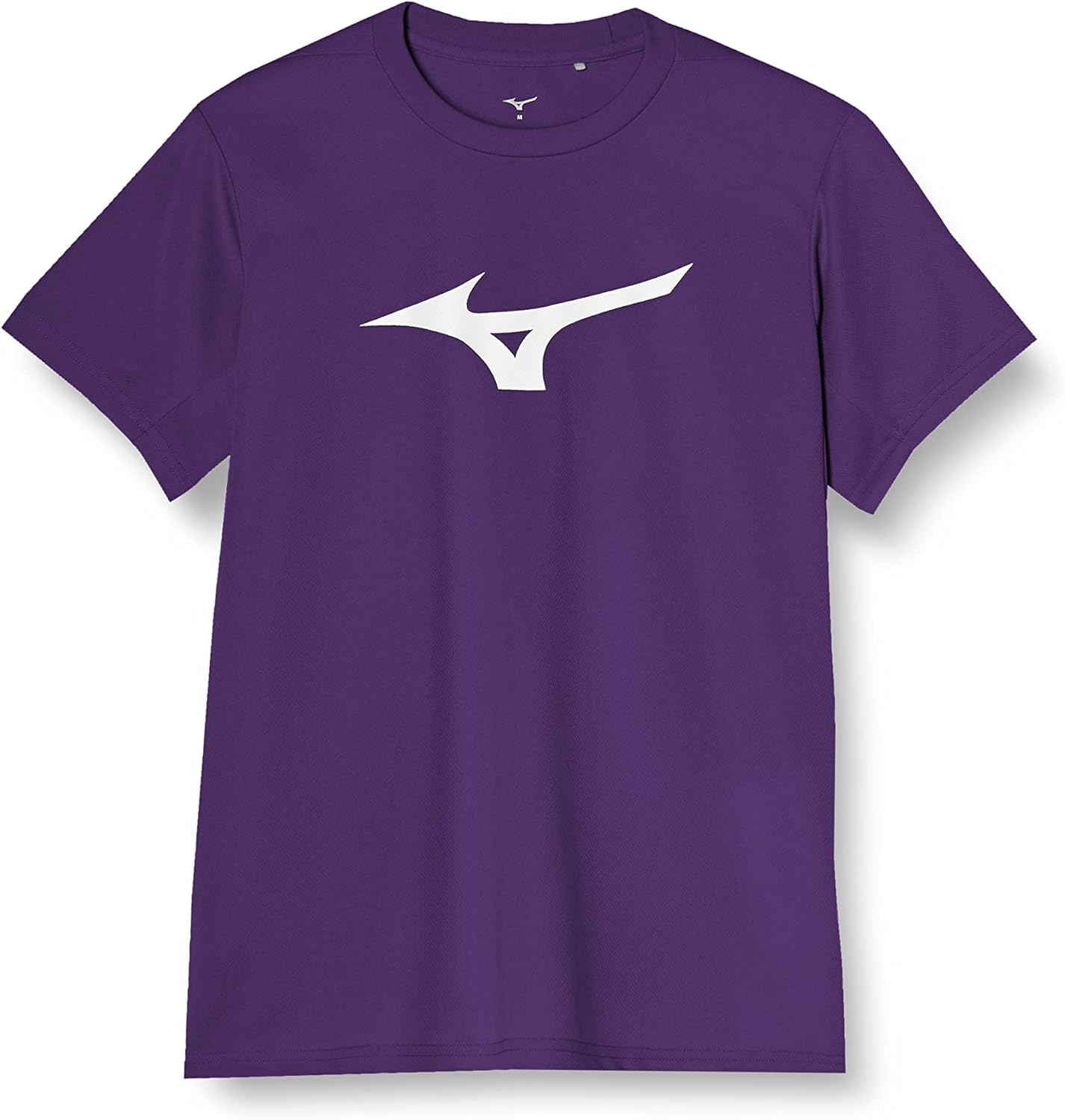 

Тренировочная футболка с коротким рукавом и большим логотипом, влагоотводящая и быстросохнущая, унисекс, для взрослых Mizuno, фиолетовый