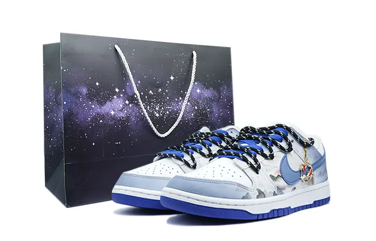 

Кроссовки Nike Dunk Skateboarding Shoes Men Low-top Blue, белый
