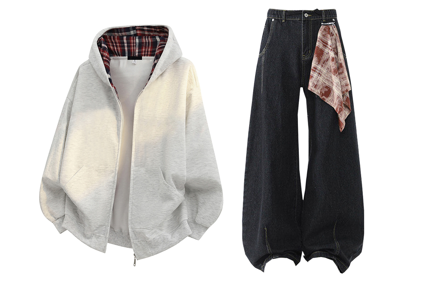 

Свитшот-сет Unisex Hooded Moderate X1617, белый heather серый top+черный pants