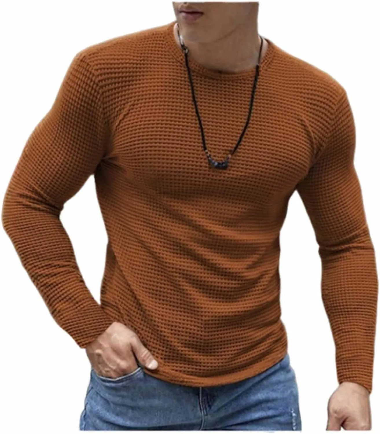 

Футболка для мужчин Casual Slim Fit с длинным рукавом и круглым вырезом