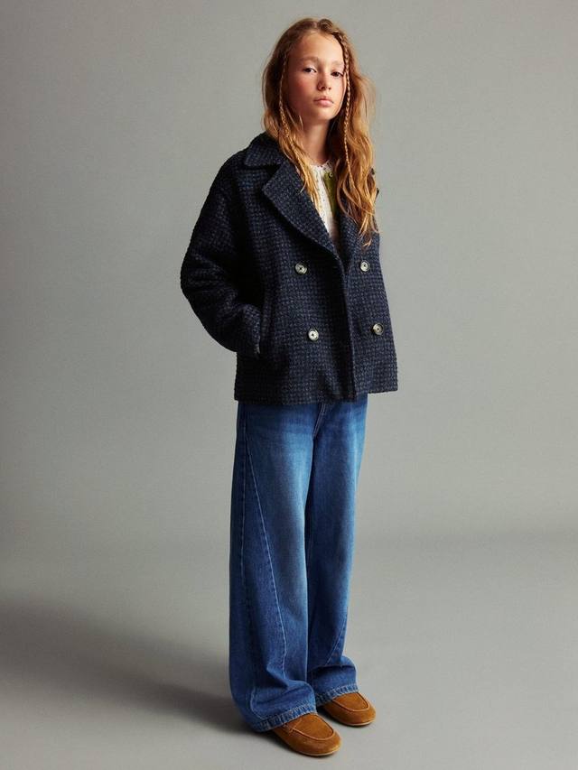 

Детские джинсы-кюлоты с широкими штанинами Mango, Open Blue