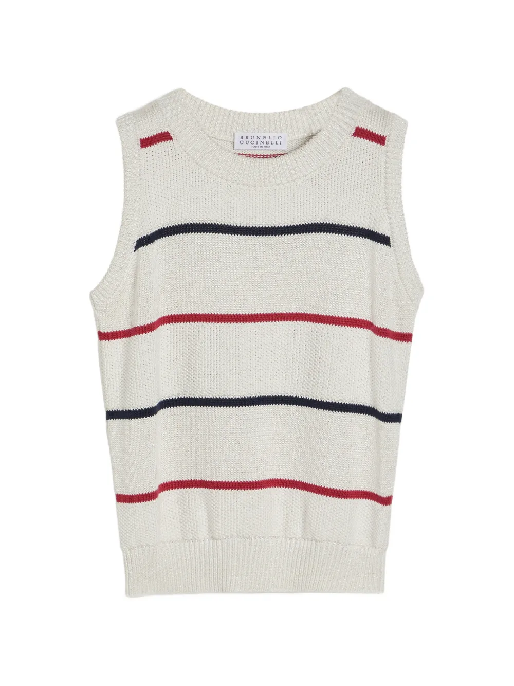 

Фактурный жилет в полоску Brunello Cucinelli Kids, бежевый