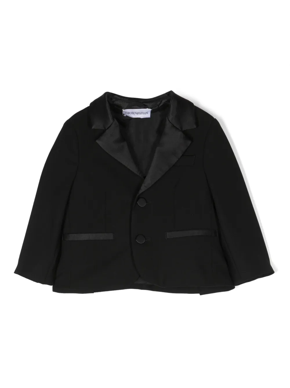 

Однобортный пиджак с лацканами Emporio Armani Kids, черный