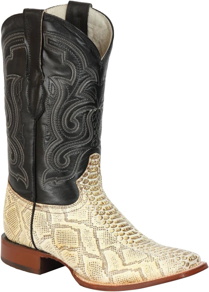 

Мужские ковбойские сапоги для родео из кожи с узором под питона, квадратный носок Generic, Natural