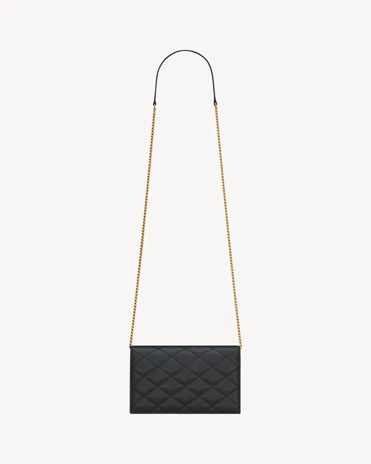 Кошелек на цепочке PARIS из кожи GRAIN DE POUDRE SAINT LAURENT, черный — фото 2